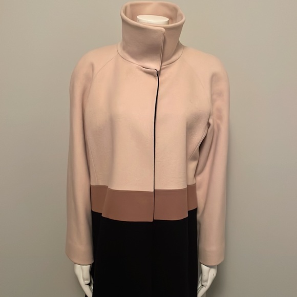 Fleurette Loro Piana Camel, Black and Tan Wool Car Coat Size 14 - Picture 5 of 12